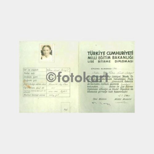 1946 Kandilli Kız Lisesi Diploması - Niyazi Akşit İmzalı