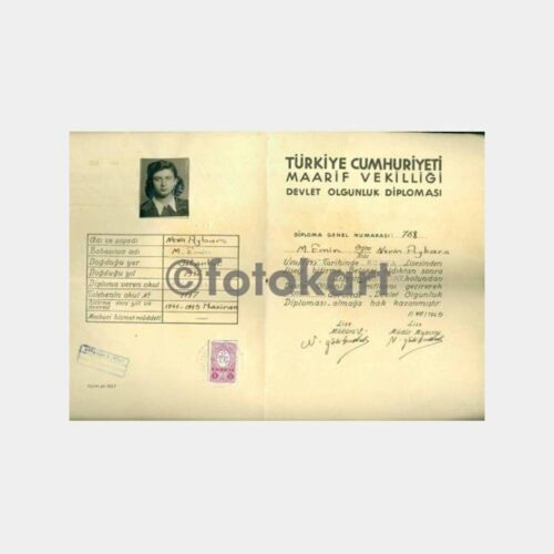 1945 Konya Lisesi Diploması