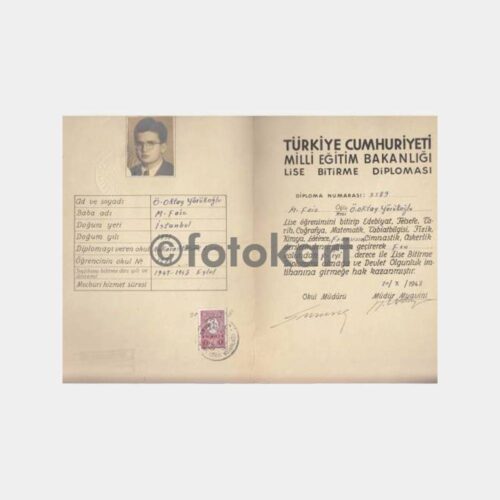 1947 Ankara Atatürk Lisesi Diploması