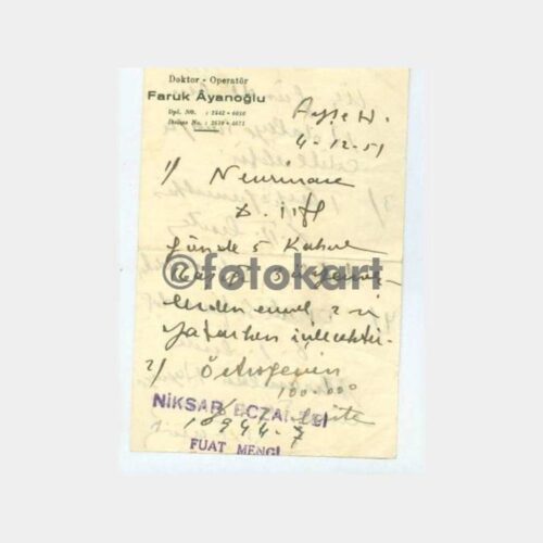 1951 Fenerbahçe Dr. Faruk Ayanoğlu Reçetesi