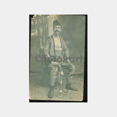 1900 Nargile İçen Fesli Bay Stüdyo Fotoğraf