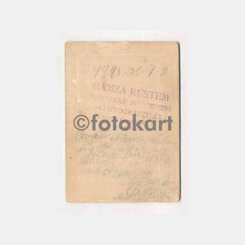 1931 İzmir Hamza Rüstem Stüdyo Kabinet Fotoğraf - Görsel 2