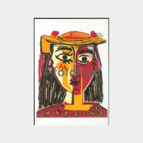 Ressam Pablo Picasso Şapkalı Kadın Tablo Kartı