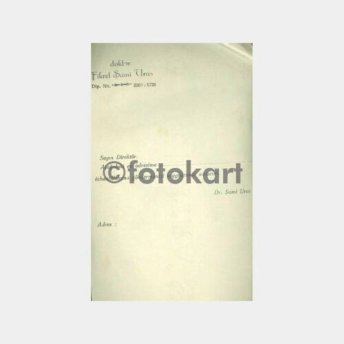 1935 Doktor Fikret Sami Uras Form Kağıt