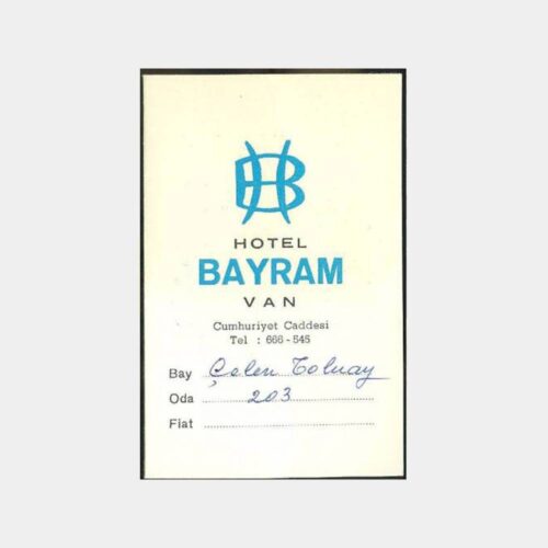 1971 Van Hotel Bayram Otel Oda Kartı