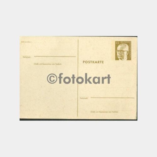 1970 Almanya 15 Pf Damgasız Posta Kartı Antiye