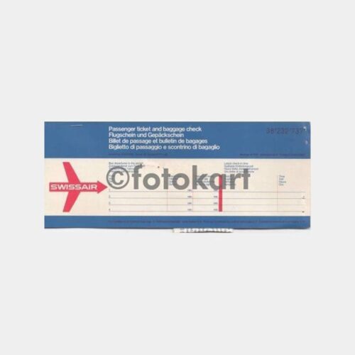 1974 Swissair Almanya Uçak Bileti