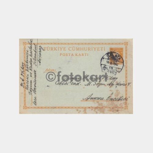 1940 Galata Damgalı Antiye Posta Kartı