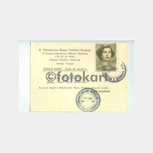1955 Milletlerarası Bizans Tetkikleri Kongre Üye Kartı