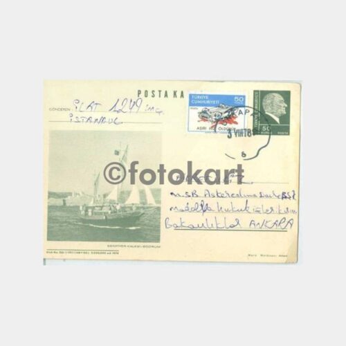 1974 Bodrum Senpiyer Kalesi Posta Kartı Antiye
