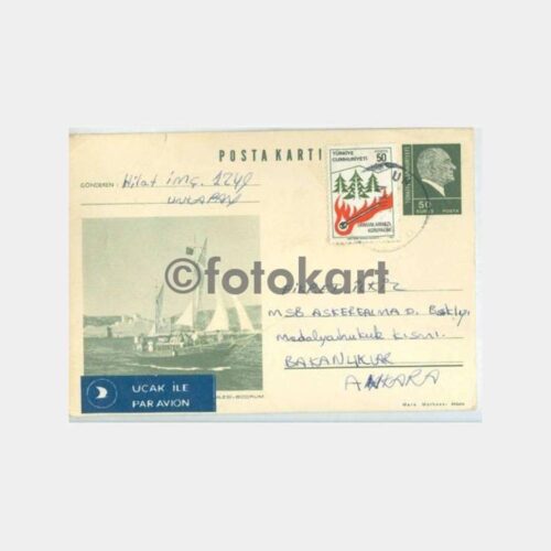 1974 Bodrum Senpiyer Kalesi Posta Kartı Antiye