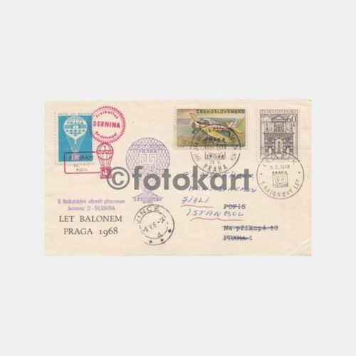 1968 Çekoslovakya Uçak Balon Postası Zarfı