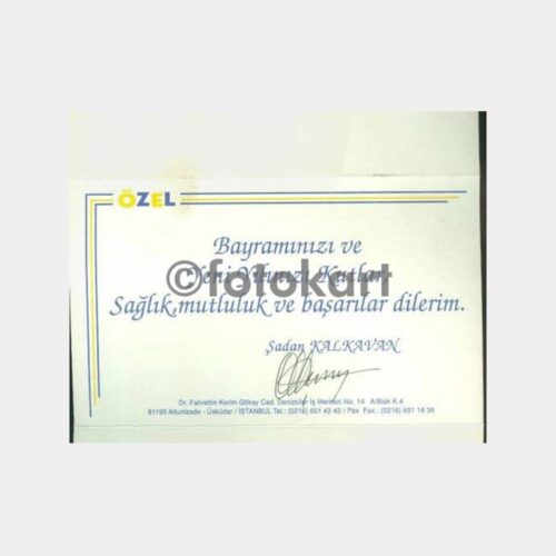 Fenerbahçe Şadan Kalkavan İmzalı Tebrik Kartı
