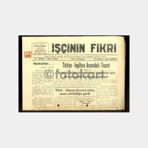 1953 Tarsus İşçinin Fikri Gazetesi