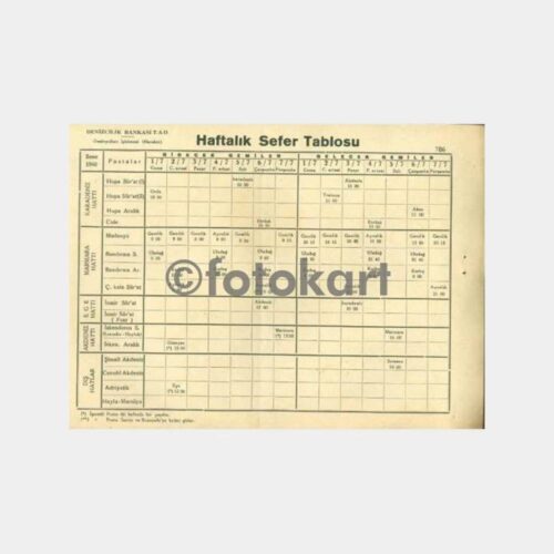1960 Denizyolları Haftalık Gemi Sefer Tarifesi
