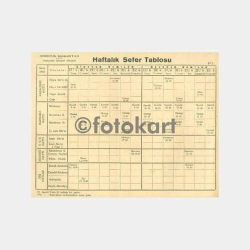 1960 Denizyolları Gemi Sefer Tarifesi