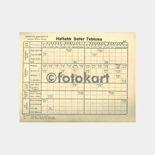 1960 Denizyolları Gemi Sefer Tarifesi