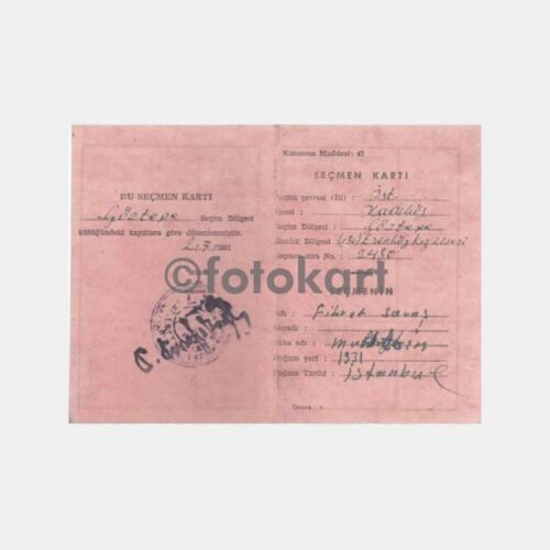 1961 Göztepe -Damgalı- Seçmen Kartı