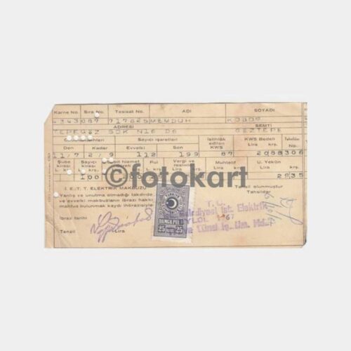 1967 İETT Kadıköy Göztepe Elektrik Makbuzu