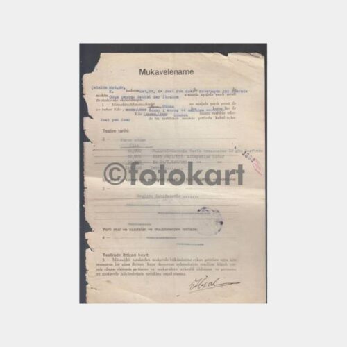 1935 Mukavelename Çatalca Fırın Odunu Hukuki Belge
