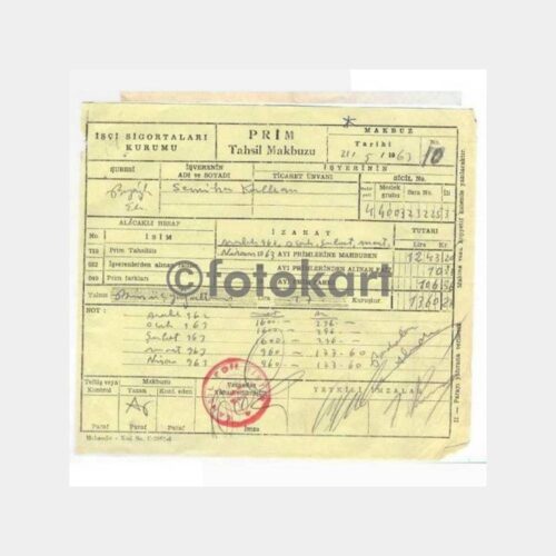 1963 İşçi Sigortaları Kurumu Makbuzu
