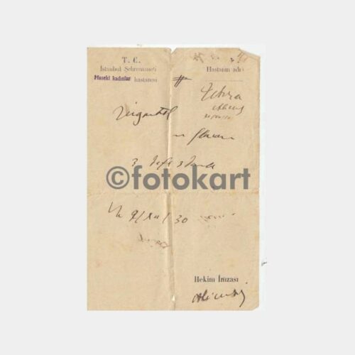 1930 Haseki Kadınlar Hastanesi Reçetesi