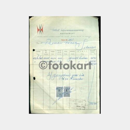 1968 Balıkesir Hotel Kervansaray Faturası