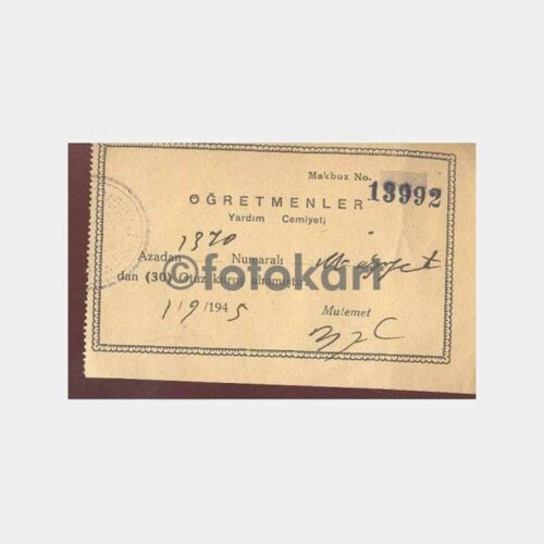 Öğretmenler Yardım Cemiyeti 13992 Makbuz