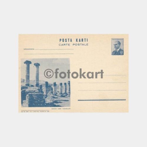1968 Manisa Sard Harabeleri Posta Kartı Antiye