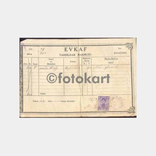 1932 Ortaköy Evkaf Makbuzu