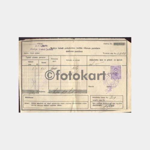 1931 Ortaköy Arnavutköy Maliye Makbuzu