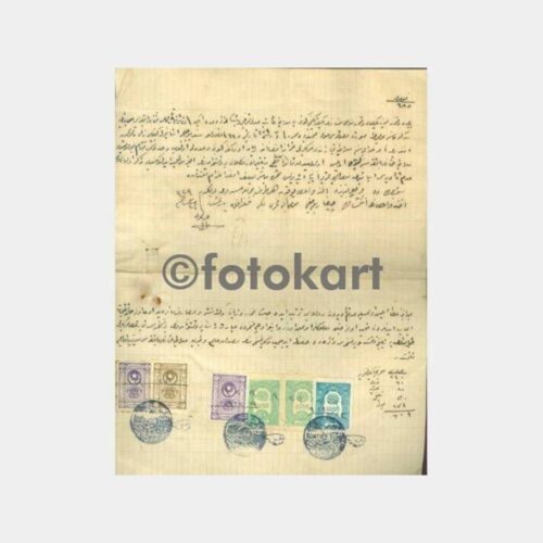 1900 Osmanlıca Pullu Damgalı Sözleşme Kağıdı