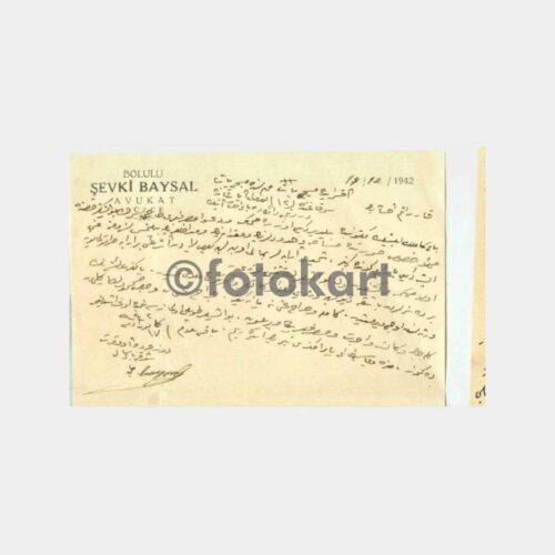 Bolulu Avukat Şevki Baysal Osmanlıca Mektup Sayfası
