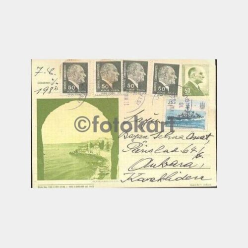 1980 Anamur Kalesi Baskılı Damgalı Posta Kartı