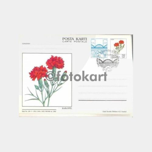 1983 Çiçek Resimli -Karanfil- Posta Kartı