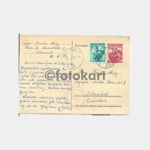 1950 Avusturya Viyana Damgalı Posta Kartı