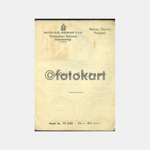 1960 Denizyolları Başhekimliği Sağlık Cüzdanı