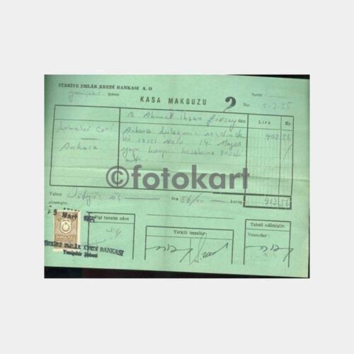 1955 T. Emlak Bankası Ankara Yenişehir Makbuzu