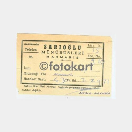 1971 Muğla-Marmaris Minübüs Bileti