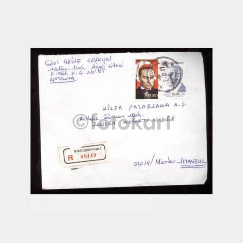 2001 Kızıltoprak Antalya Ata Pullu Posta Zarfı
