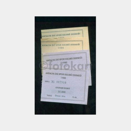1980 Antalya DSİ Spor 4 Adet Park Makbuzu
