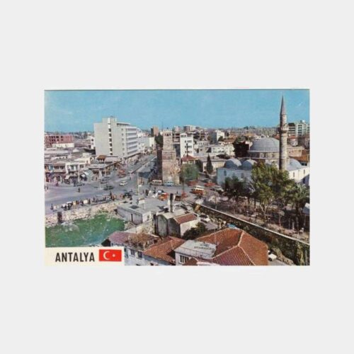 1979 Antalya Saat Kulesi ve Meydan Görünüş Kartpostal