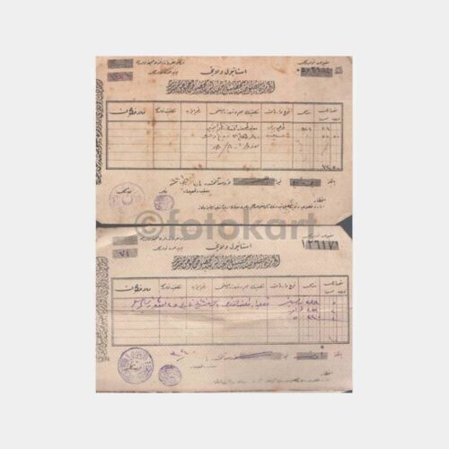 Osmanlıca 2 Adet Vergi Makbuzu