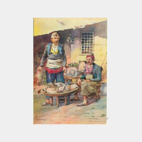 Osmanlı Meslek Balıkçılar Reprodüksiyon Tebrik Kartı
