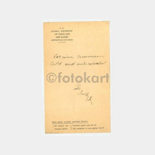 1946 Cerrahpaşa Tıp Göz Kliniği Reçetesi