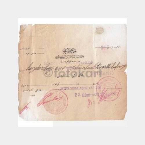 1930 Tıp Sağlık Konulu Aşı Yapıldı Belgesi
