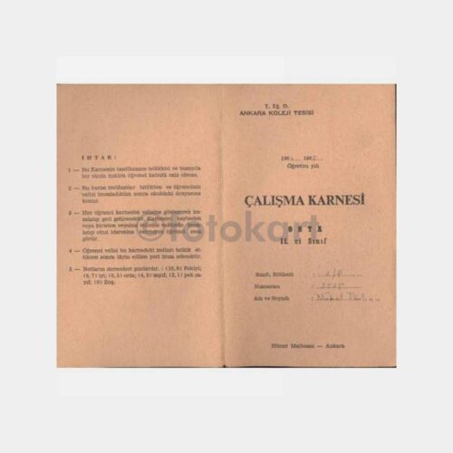 1964 TED Ankara Koleji Karnesi
