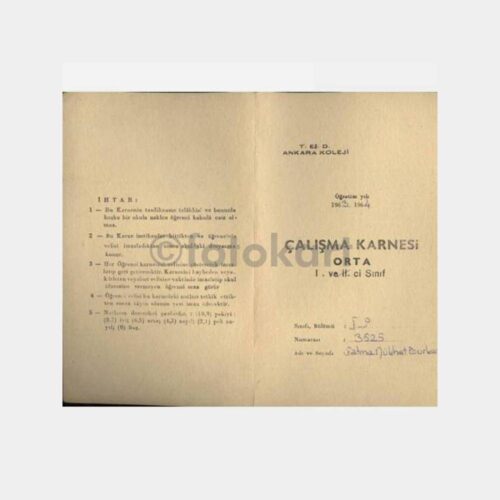1963 TED Ankara Koleji Karnesi - Görsel 2