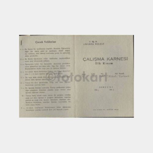 1963 TED Ankara Koleji Karnesi - Görsel 2