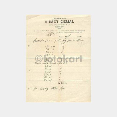1932 İzmir Tahmisci Ahmet Cemal Teklif Mektubu